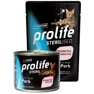 Prolife Sterilised Grain Free Sensitive umido per gatti (maiale)